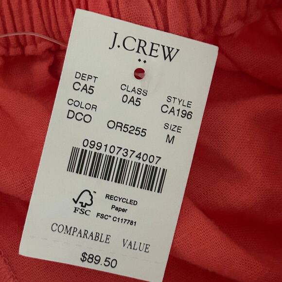 J. Crew Factory Pull-On Faux Wrap Linen Blend Side Tie Midi Skirt M Medium New - Picture 8 of 9